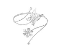 COLORFUL BLING Butterfly Flower Upper Arm Cuff Bracelet Bangle for Women Adjustable Coil Boho Floral Armband Statement Jewelry Gift, Regular, Metal, no gemstone