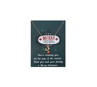 COLORFUL BLING Christmas Necklace with Message Gifts Card Christmas Tree Snowflake for Winter Santa Sweater Thanksgiving Day Women Girls Xmas Party Jewelry, Metal, alloy,