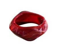 COLORFUL BLING Chunky Irregular Wavy Resin Bangle Bracelet for Women, Hinged Marbled Acrylic Cuff Bracelet, Retro Bold Statement Jewelry for Party Vacation Daily Wear, S, Metal, no gemstone