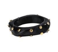 COLORFUL BLING Chunky Studded Acetate Resin Bangle Bracelet for Women - Irregular Statement Cuff with Gold/Silver Metal Rivets, Retro Fashion Jewelry, S, Resin, no gemstone