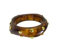 COLORFUL BLING Chunky Studded Acetate Resin Bangle Bracelet for Women - Irregular Statement Cuff with Gold/Silver Metal Rivets, Retro Fashion Jewelry, S, Resin, no gemstone