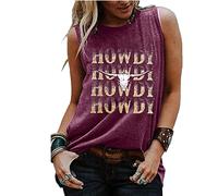 COLORFUL BLING Country Music Tank Tops Women Western Howdy Tees Vest Cowgirl Vacation Sleeveless Tops Concert Outfits, Purple Howdy, M