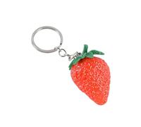 COLORFUL BLING Creative 3D Fruits Keychain Funny Simulated Fresh Strawberry Pitaya Grape Orange Key Ring Bag Jewelry, Strawberry, Small
