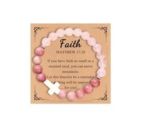 COLORFUL BLING Cross Beaded Bracelet Natural Stone Stretch Prayer Bracelet Anti Depression Anxiety Gifts