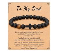 COLORFUL BLING Cross Beads Bracelet for Men Women Christian Lucky Pray Bracelet Inspirational Protection Jewellery Gift for Dad Husband