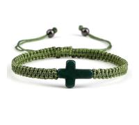 COLORFUL BLING Cross Braided Rope String Bracelet for Women Adjustable Christian Lucky Pray Bracelet Inspirational Protection Jewellery Gift for Women Men Friend Couple,Green