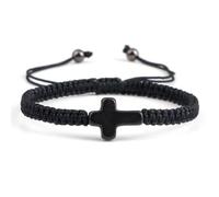 COLORFUL BLING Cross Braided Rope String Bracelet for Women Adjustable Christian Lucky Pray Bracelet Inspirational Protection Jewellery Gift for Women Men Friend Couple,Black