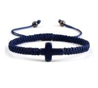 COLORFUL BLING Cross Braided Rope String Bracelet for Women Adjustable Christian Lucky Pray Bracelet Inspirational Protection Jewellery Gift for Women Men Friend Couple,Blue