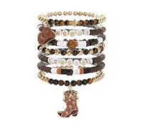 COLORFUL BLING Cute Western CowgirlBeaded Stretch Bracelets for Women Stackable Western Country Hat Boots Charms Y2K Style Boho Summer Beach Jewelry, 1, Resin, no gemstone