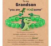 COLORFUL BLING Dinosaur Bracelet for Son/Grandson on School Day/Frist Day/Birthday Cute Cartoon Dinosaur Beaded Strand Bracelet Adjustable Animal Inspirational Bracelet, crystal, agate