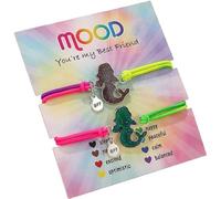COLORFUL BLING Dinosaur Mermaid Cat Butterfly Unicorn Color Changing Mood Bracelet Set for Women Emotion Feeling Temperature Sensing Wrap Bracelet with Card, 9.5 Inches, enamel, Agate
