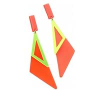 COLORFUL BLING Double Triangle Long Dangle Drop Earrings for Women Acrylic Geometric Pink Statement Earrings Fluorescent Bold Jewelry Gifts for Women Men Friend