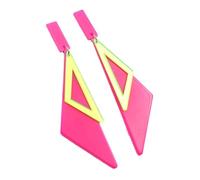 COLORFUL BLING Double Triangle Long Dangle Drop Earrings for Women Acrylic Geometric Pink Statement Earrings Fluorescent Bold Jewelry Gifts for Women Men Friend