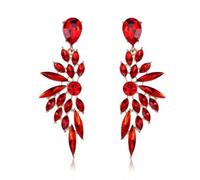 COLORFUL BLING Drop Earrings for Women Crystal Teardrop Pendant Earrings Elegant Jewelry for Everyday Glam & Wedding Celebrations,Red