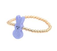 COLORFUL BLING Easter Rabbit Beaded Stretch Bracelets Glitter Bunny Acrylic Charm Bracelets for Women Men Happy Easter Spring Holiday Party Jewelry, Rhinestone Metal, Agate