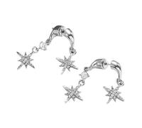 COLORFUL BLING Eight-pointed Star Earrings for Women Silver Gold Star Dangle Drop Earrings for Women Jewellery Gifts for Friend