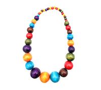 COLORFUL BLING Ethnic Chunky Natural Wood Bead Necklace for Men Women Unisex Handmade Africa Wooden Beaded Chain Strand Necklaces Statement Hip Hop Jewelry, Wood, wood