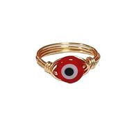 Colorful Bling Evil Eye Beads Knuckle Stackable Finger Ring Gold Wire Wrap Ring Healing Women Girls Stacking Band Ring Jewelry Twist Winding Turkish Amulet Lucky Multi Size, Metal, Resin, Metal
