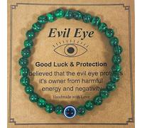 COLORFUL BLING Evil Eye Bracelets for Women 6mm Healing Natural Crystal Bracelets for Power&Energy Evil Eye Beaded Jewelry Gift for Women Men Friend
