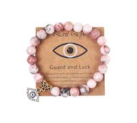COLORFUL BLING Evil Eye Lucky Bracelet with Card for Women Men Natural Stone Beads Inspirational Bracelet Kabbalah Amulet Protection Good Luck Jewelry Gift, S, Stone, no gemstone