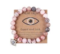 COLORFUL BLING Evil Eye Lucky Bracelet with Card for Women Men Natural Stone Beads Inspirational Bracelet Kabbalah Amulet Protection Good Luck Jewelry Gift, S, Stone, no gemstone