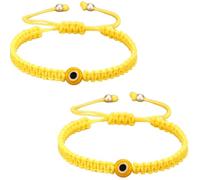 COLORFUL BLING Evil Eye String Bracelets for Women Healing Protection Evil Eyes Braided Bracelets Handmade Beaded Lucky Jewelry Gift for Women Men Friend,Yellow