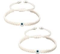COLORFUL BLING Evil Eye String Bracelets for Women Healing Protection Evil Eyes Braided Bracelets Handmade Beaded Lucky Jewelry Gift for Women Men Friend,White
