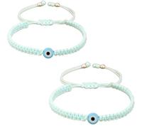 COLORFUL BLING Evil Eye String Bracelets for Women Healing Protection Evil Eyes Braided Bracelets Handmade Beaded Lucky Jewelry Gift for Women Men Friend,Light green