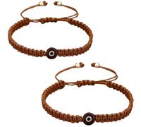 COLORFUL BLING Evil Eye String Bracelets for Women Healing Protection Evil Eyes Braided Bracelets Handmade Beaded Lucky Jewelry Gift for Women Men Friend,Dark brown