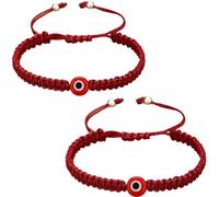COLORFUL BLING Evil Eye String Bracelets for Women Healing Protection Evil Eyes Braided Bracelets Handmade Beaded Lucky Jewelry Gift for Women Men Friend,Wine red