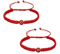 COLORFUL BLING Evil Eye String Bracelets for Women Healing Protection Evil Eyes Braided Bracelets Handmade Beaded Lucky Jewelry Gift for Women Men Friend,Red