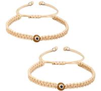 COLORFUL BLING Evil Eye String Bracelets for Women Healing Protection Evil Eyes Braided Bracelets Handmade Beaded Lucky Jewelry Gift for Women Men Friend,Khaki