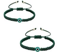 COLORFUL BLING Evil Eye String Bracelets for Women Healing Protection Evil Eyes Braided Bracelets Handmade Beaded Lucky Jewelry Gift for Women Men Friend,Deep green