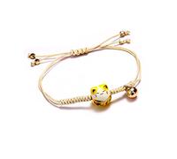 COLORFUL BLING Feng Shui Lucky Ceramics Cat Good Luck Wealth Bracelet Beaded Adjustable Sting Thread Rope with Bell Wealth Health Fortune Rich Money Symbol for Women Girls, rope string Ceramic Metal enamel, ceramic