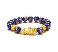 COLORFUL BLING Feng Shui Pixiu Bracelet Pi Yao Good Luck Bracelet Black Obsidian Wealth Protection Bracelet Can Bring Luck and Prosperity for Women Men, Metal Resin, beads
