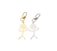 COLORFUL BLING Funny Doodle Stainless Steel Keychain Middle Finger Keyring Long Distance Friendship BFF Matching Jewelry Gift, F-set, 0.5