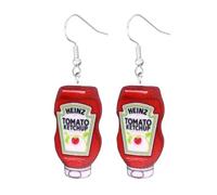COLORFUL BLING Funny Ketchup Dangle Drop Earrings for Women Acrylic Food Exaggerated Statement Earrings Cute Jewelry Gift for Women