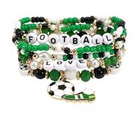 COLORFUL BLING Game Day Soccer Stackable Beaded Stretch Bracelets Sports Soccer Team Fans Bracelets, 5 UK, Acrylic, no gemstone