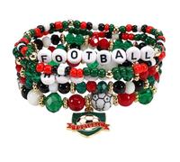 COLORFUL BLING Game Day Soccer Stackable Beaded Stretch Bracelets Sports Soccer Team Fans Bracelets, 5 UK, Acrylic, no gemstone