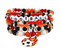 COLORFUL BLING Game Day Soccer Stackable Beaded Stretch Bracelets Sports Soccer Team Fans Bracelets, 5 UK, Acrylic, no gemstone