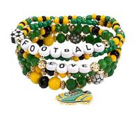 COLORFUL BLING Game Day Soccer Stackable Beaded Stretch Bracelets Sports Soccer Team Fans Bracelets, 5 UK, Acrylic, no gemstone