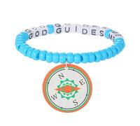 COLORFUL BLING God Guides Me Compass Beaded Stretch Bracelet, Inspirational Christian Letter Bead Bracelet, Religious Faith Jewelry Gift for Women