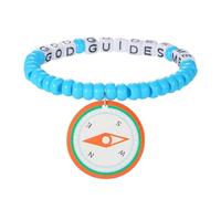 COLORFUL BLING God Guides Me Compass Beaded Stretch Bracelet, Inspirational Christian Letter Bead Bracelet, Religious Faith Jewelry Gift for Women