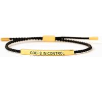 COLORFUL BLING God Is In Control Tube Bracelet Adjustable Braided Stainless Steel Engraving Inspirational Meaningful Christian Gifts for Men and Women, 1, Resin, no gemstone
