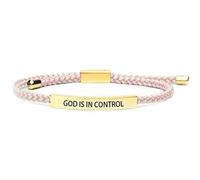 COLORFUL BLING God Is In Control Tube Bracelet Adjustable Braided Stainless Steel Engraving Inspirational Meaningful Christian Gifts for Men and Women, 1, Resin, no gemstone