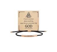 COLORFUL BLING God is in Control Tube Bracelet for Women Men Stainless Steel Adjustable Braided String Corded Bracelet Handmade Inspirational Christian Faith Religious Jewelry Christmas Birthday Gift