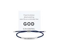 COLORFUL BLING God is in Control Tube Bracelet for Women Men Stainless Steel Adjustable Braided String Corded Bracelet Handmade Inspirational Christian Faith Religious Jewelry Christmas Birthday Gift