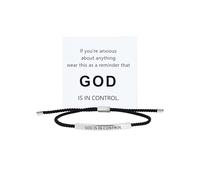 COLORFUL BLING God is in Control Tube Bracelet for Women Men Stainless Steel Adjustable Braided String Corded Bracelet Handmade Inspirational Christian Faith Religious Jewelry Christmas Birthday Gift