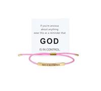 COLORFUL BLING God is in Control Tube Bracelet for Women Men Stainless Steel Adjustable Braided String Corded Bracelet Handmade Inspirational Christian Faith Religious Jewelry Christmas Birthday Gift