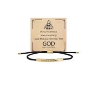COLORFUL BLING God is in Control Tube Bracelet for Women Men Stainless Steel Adjustable Braided String Corded Bracelet Handmade Inspirational Christian Faith Religious Jewelry Christmas Birthday Gift